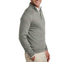 Brooks Brothers Cotton Stretch 1/4 Zip Sweater, Light Shadow Grey Heather, Right Sleeve view