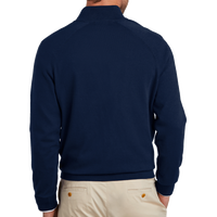 Brooks Brothers Cotton Stretch 1/4 Zip Sweater, Navy Blazer, Back view