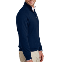 Brooks Brothers Cotton Stretch 1/4 Zip Sweater, Navy Blazer, Right Sleeve view