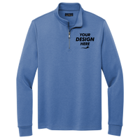 Brooks Brothers Double Knit 1/4 Zip, Charter Blue, Front view, Mockup