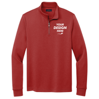 Brooks Brothers Double Knit 1/4 Zip, Rich Red, Front view, Mockup