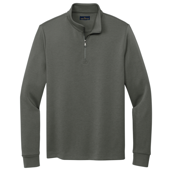 Brooks Brothers Double Knit 1/4 Zip, Windsor Grey, Front view