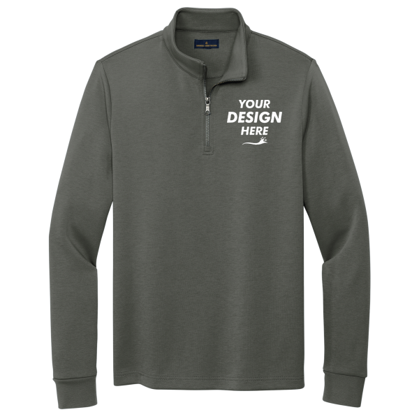 Brooks Brothers Double Knit 1/4 Zip, Windsor Grey, Front view, Mockup