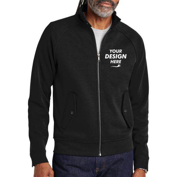 Brooks Brothers Double Knit Full Zip, Deep Black, Front view, Mockup