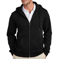 Brooks Brothers Double Knit Full Zip Hoodie, Deep Black, Front view