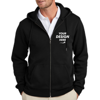 Brooks Brothers Double Knit Full Zip Hoodie, Deep Black, Front view, Mockup
