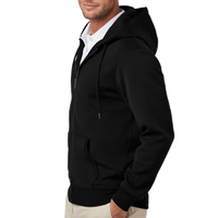 Brooks Brothers Double Knit Full Zip Hoodie, Deep Black, Left Sleeve view
