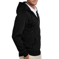 Brooks Brothers Double Knit Full Zip Hoodie, Deep Black, Right Sleeve view