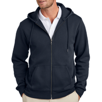 Brooks Brothers Double Knit Full Zip Hoodie, Night Navy, Front view