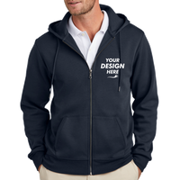 Brooks Brothers Double Knit Full Zip Hoodie, Night Navy, Front view, Mockup