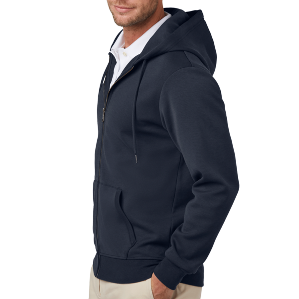 Brooks Brothers Double Knit Full Zip Hoodie, Night Navy, Left Sleeve view