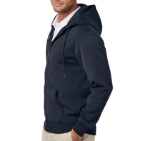 Brooks Brothers Double Knit Full Zip Hoodie, Night Navy, Left Sleeve view