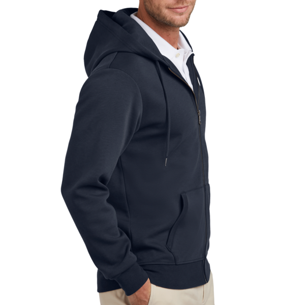 Brooks Brothers Double Knit Full Zip Hoodie, Night Navy, Right Sleeve view