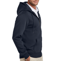 Brooks Brothers Double Knit Full Zip Hoodie, Night Navy, Right Sleeve view