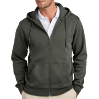 Brooks Brothers Double Knit Full Zip Hoodie, Windsor Grey, Front view