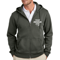 Brooks Brothers Double Knit Full Zip Hoodie, Windsor Grey, Front view, Mockup