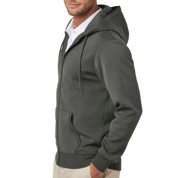 Brooks Brothers Double Knit Full Zip Hoodie, Windsor Grey, Left Sleeve view