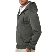 Brooks Brothers Double Knit Full Zip Hoodie, Windsor Grey, Left Sleeve view
