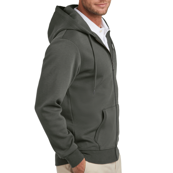 Brooks Brothers Double Knit Full Zip Hoodie, Windsor Grey, Right Sleeve view