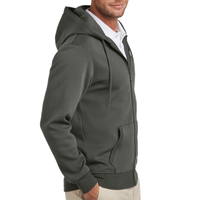 Brooks Brothers Double Knit Full Zip Hoodie, Windsor Grey, Right Sleeve view
