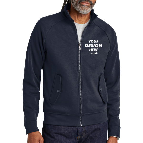 Brooks Brothers Double Knit Full Zip, Night Navy, Front view, Mockup