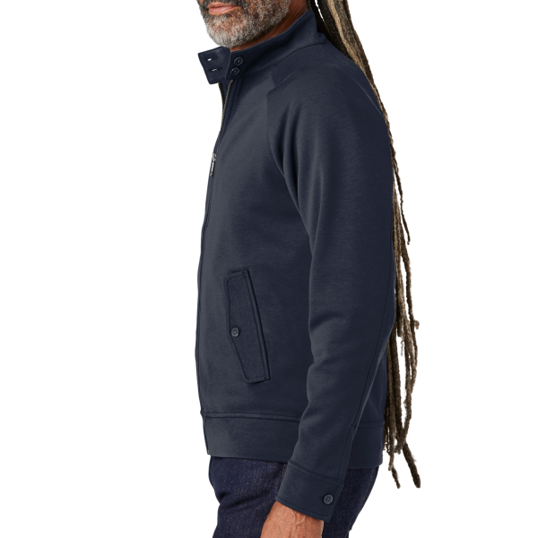 Brooks Brothers Double Knit Full Zip, Night Navy, Left Sleeve view