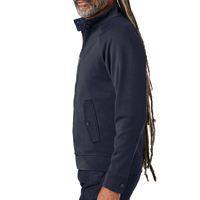 Brooks Brothers Double Knit Full Zip, Night Navy, Left Sleeve view