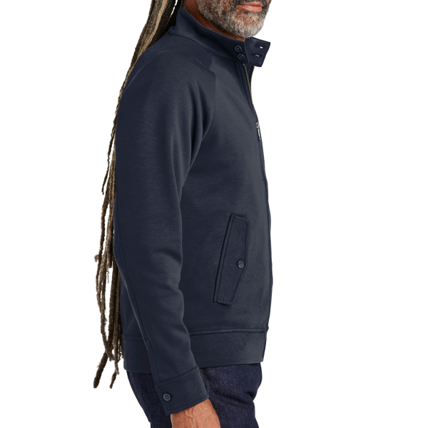Brooks Brothers Double Knit Full Zip, Night Navy, Right Sleeve view