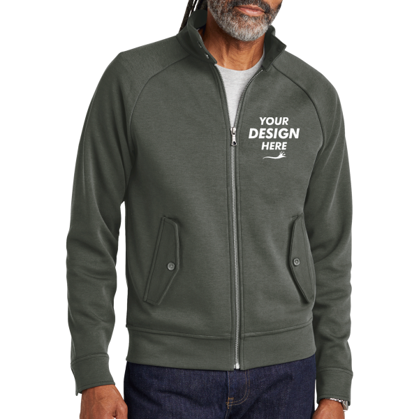 Brooks Brothers Double Knit Full Zip, Windsor Grey, Front view, Mockup
