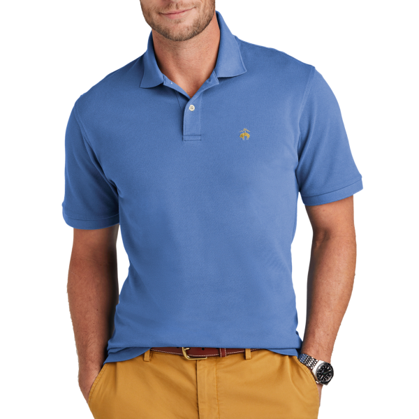 Brooks Brothers Pima Cotton Pique Polo, Charter Blue, Front view
