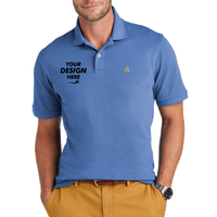 Brooks Brothers Pima Cotton Pique Polo, Charter Blue, Front view, Mockup