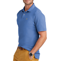 Brooks Brothers Pima Cotton Pique Polo, Charter Blue, Left Sleeve view