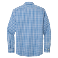 Brooks Brothers Tech Stretch Patterned Shirt, Charter Blue Check / Charter Blue Check, Back view