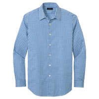 Brooks Brothers Tech Stretch Patterned Shirt, Charter Blue Check / Charter Blue Check, Front view
