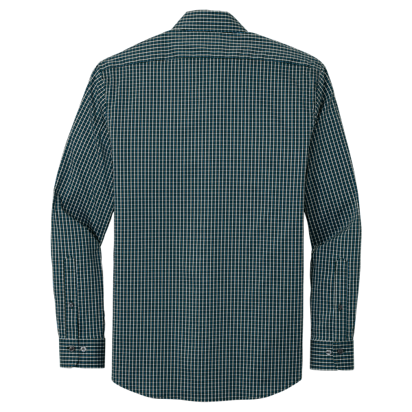 Brooks Brothers Tech Stretch Patterned Shirt, Dark Pine Multi Check / Dark Pine Multi Check, Back view