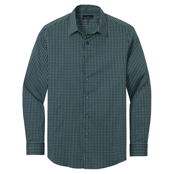 Brooks Brothers Tech Stretch Patterned Shirt, Dark Pine Multi Check / Dark Pine Multi Check, Front view