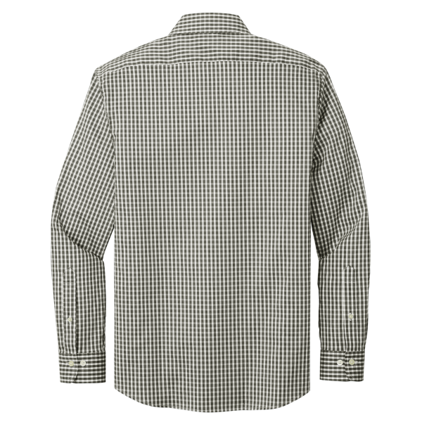 Brooks Brothers Tech Stretch Patterned Shirt, Deep Black Check / Deep Black Check, Back view