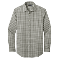 Brooks Brothers Tech Stretch Patterned Shirt, Deep Black Check / Deep Black Check, Front view