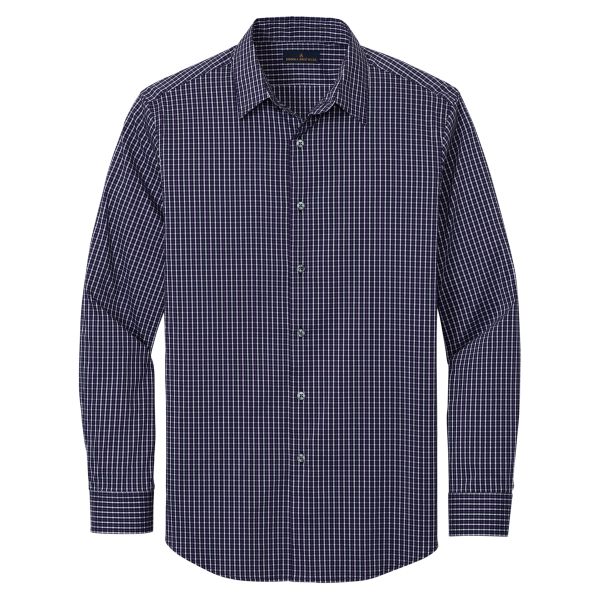 Brooks Brothers Tech Stretch Patterned Shirt, Navy Blazer Multi Check / Navy Blazer Multi Check, Front view
