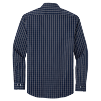 Brooks Brothers Tech Stretch Patterned Shirt, Navy Blazer / White Grid Check, Back view