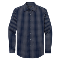 Brooks Brothers Tech Stretch Patterned Shirt, Navy Blazer / White Grid Check, Front view