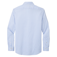 Brooks Brothers Tech Stretch Patterned Shirt, Newport Blue / Pearl Pink Fine Check, Back view