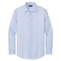 Brooks Brothers Tech Stretch Patterned Shirt, Newport Blue / Pearl Pink Fine Check, Front view