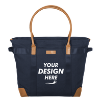 Brooks Brothers Wells Laptop Tote, Navy Blazer, Front view, Mockup