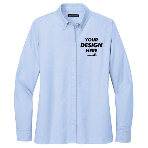 Brooks Brothers Women's Casual Oxford Cloth Shirt, Newport Blue, Front view, Mockup