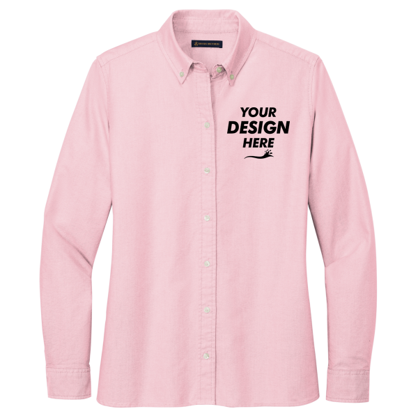 Brooks Brothers Women's Casual Oxford Cloth Shirt, Soft Pink, Front view, Mockup