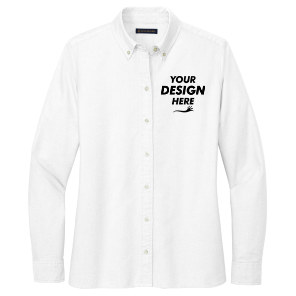 Brooks Brothers Women's Casual Oxford Cloth Shirt, White, Front view, Mockup