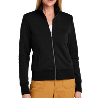 Brooks Brothers Women's Double Knit Full Zip, Deep Black, Front view