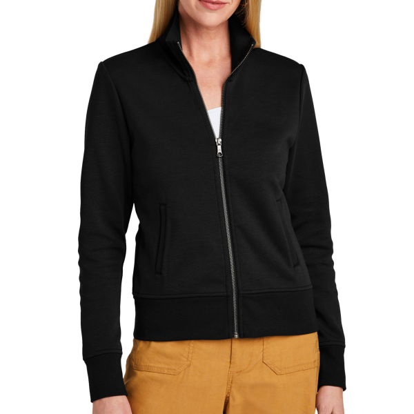 Brooks Brothers Women's Double Knit Full Zip, Deep Black, Front view