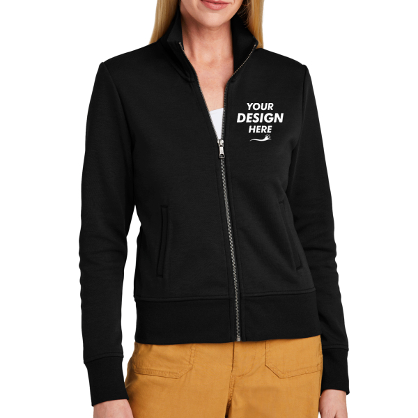 Brooks Brothers Women's Double Knit Full Zip, Deep Black, Front view, Mockup